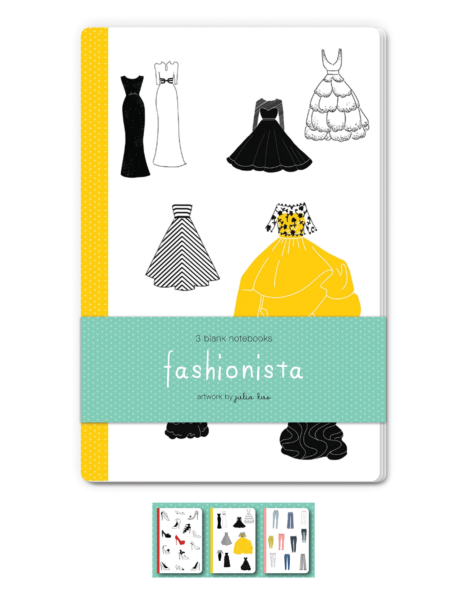 Fashionista Blank Notebooks: Set Of Three 48Page Blank Notebooks