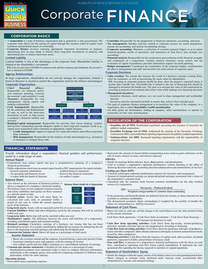 Corporate Finance: Quickstudy Laminated Reference Guide,New