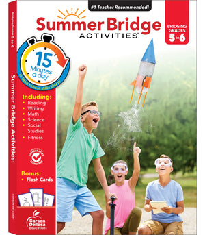 Summer Bridge Activities 5th to 6th Grade Workbooks All Subjects, Activity Book With Math, Reading Comprehension, Science, Fitness, Social Studies, Writing Practice, and Flash Cards-New