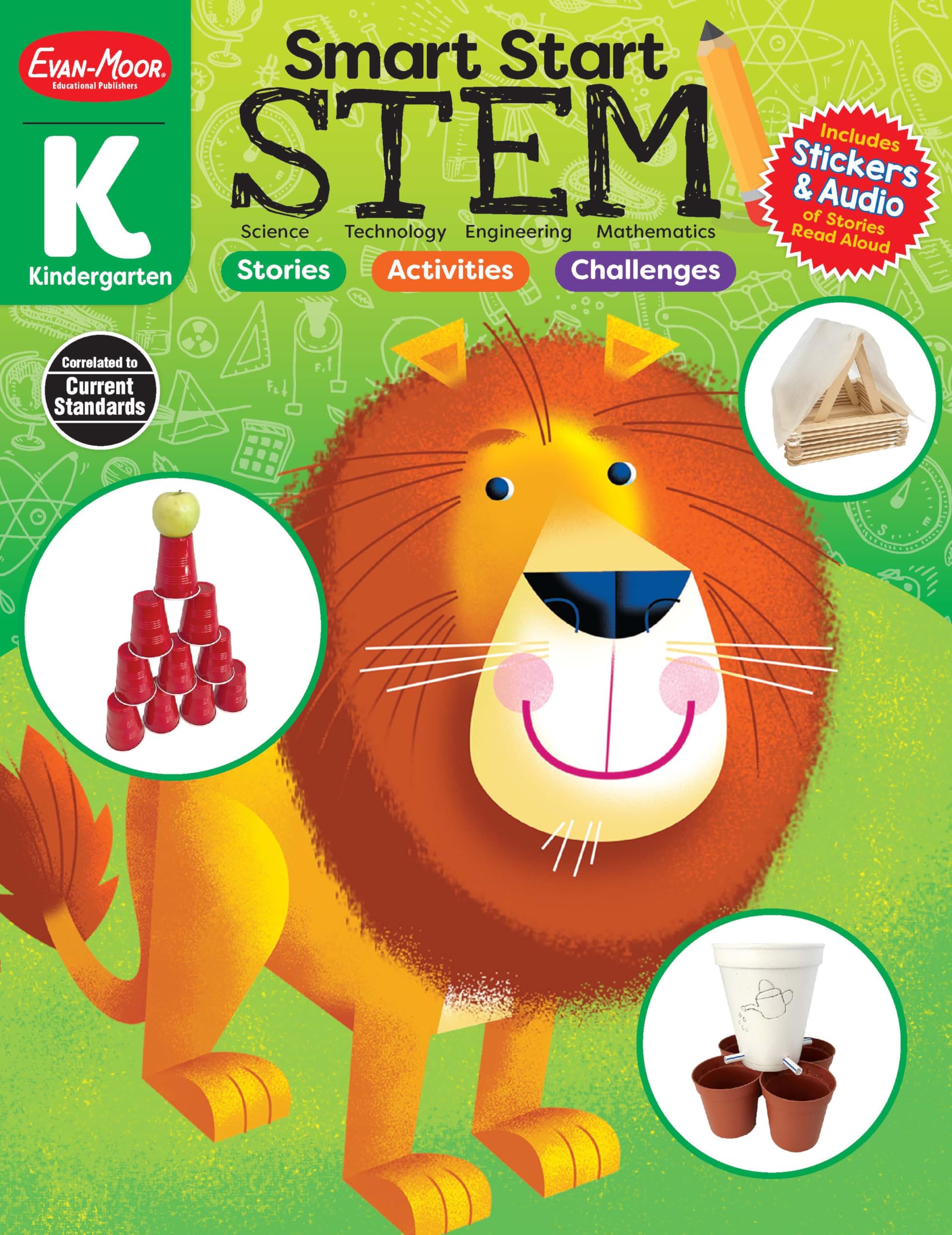 Evanmoor Smart Start Stem Workbook, Kindergarten, Science, Technology, Engineering, Math, Hands On Activities, Problem Solving,