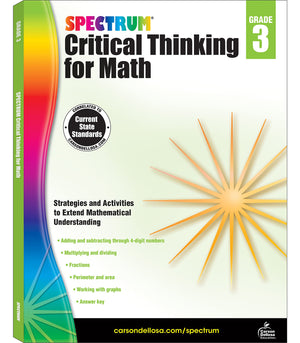 Spectrum Grade 3 Critical Thinking For Math Workbook, Addition And Subtraction With Up To 4 Digit Numbers, Multiplication, Divis