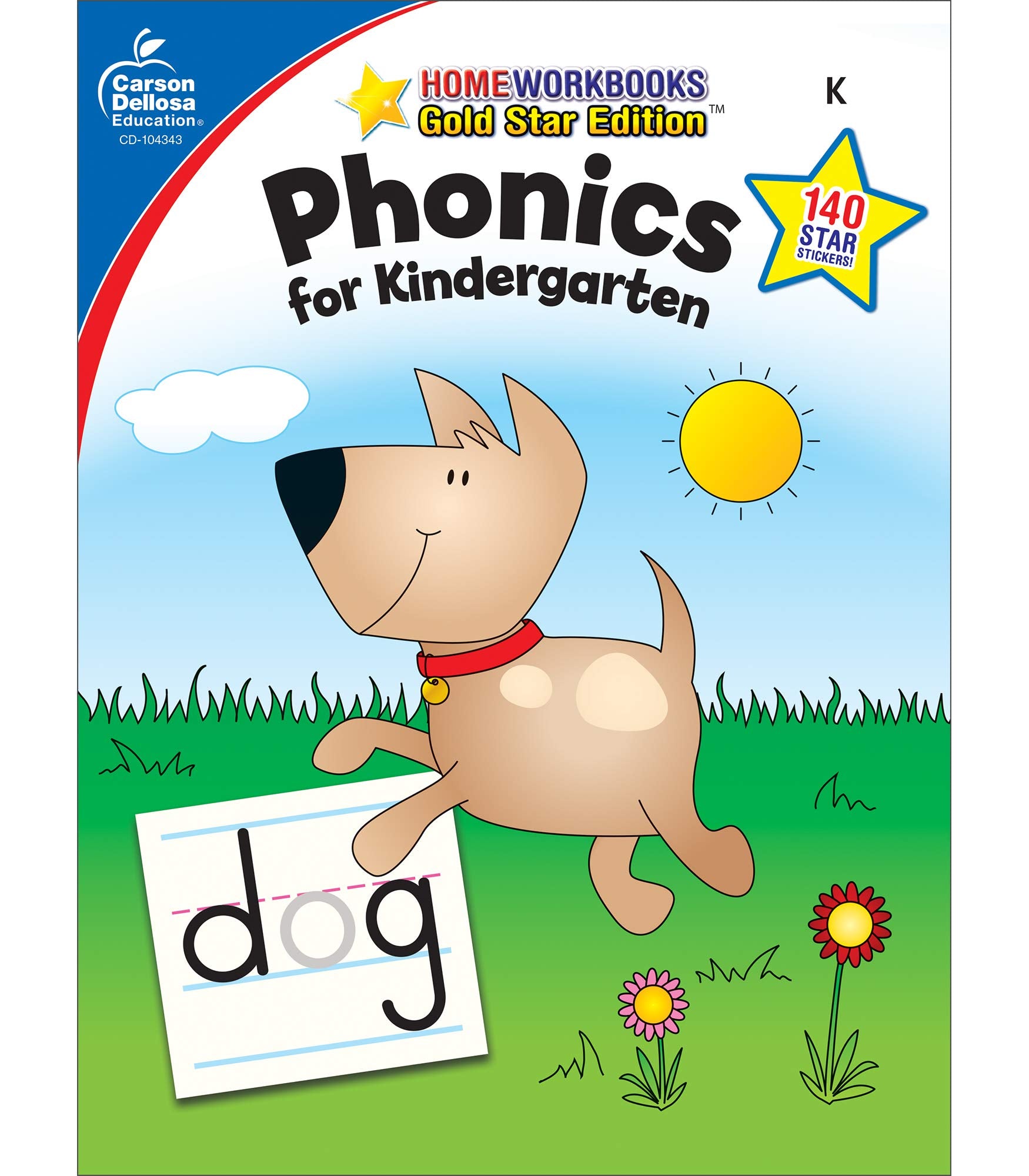 Phonics Workbook for Kindergarten, Sight Words, Tracing Letters, Consonant and Vowel Sounds, Writing Practice With Incentive Cha