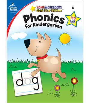 Phonics Workbook for Kindergarten, Sight Words, Tracing Letters, Consonant and Vowel Sounds, Writing Practice With Incentive Cha