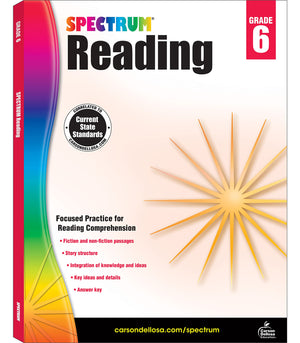 Spectrum Reading Comprehension Grade 6, Ages 11 to 12, 6th Grade Reading Comprehension Workbooks, Nonfiction and Fiction Passage,New