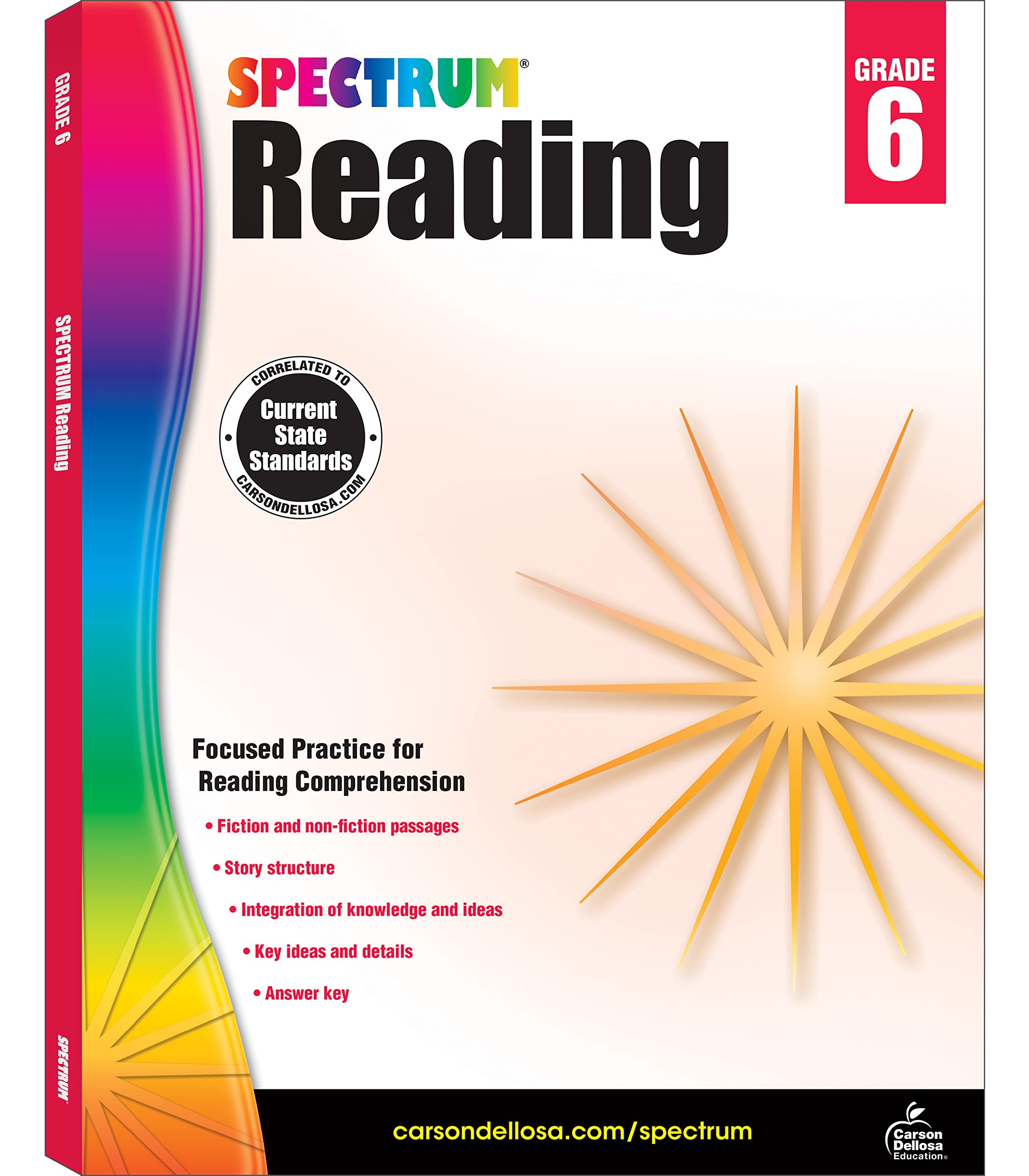 Spectrum Reading Comprehension Grade 6, Ages 11 to 12, 6th Grade Reading Comprehension Workbooks, Nonfiction and Fiction Passage,Used