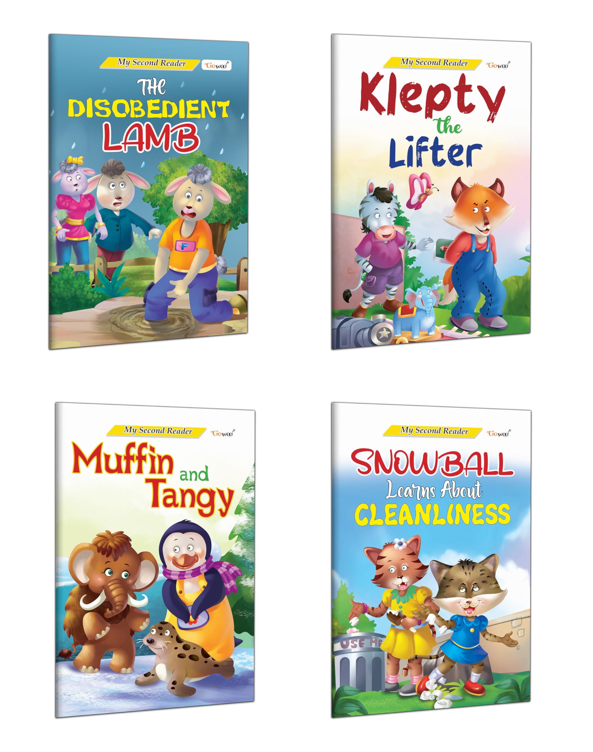 Klepty The Lifter, Muffin And Tangy, Snowball Learns About Cleanliness And The Disobedient Lamb (My Second Reader) Books : Kids Learning Books For 3-12 Year-Olds, Early Reader Books | Pack Of 4 Books
