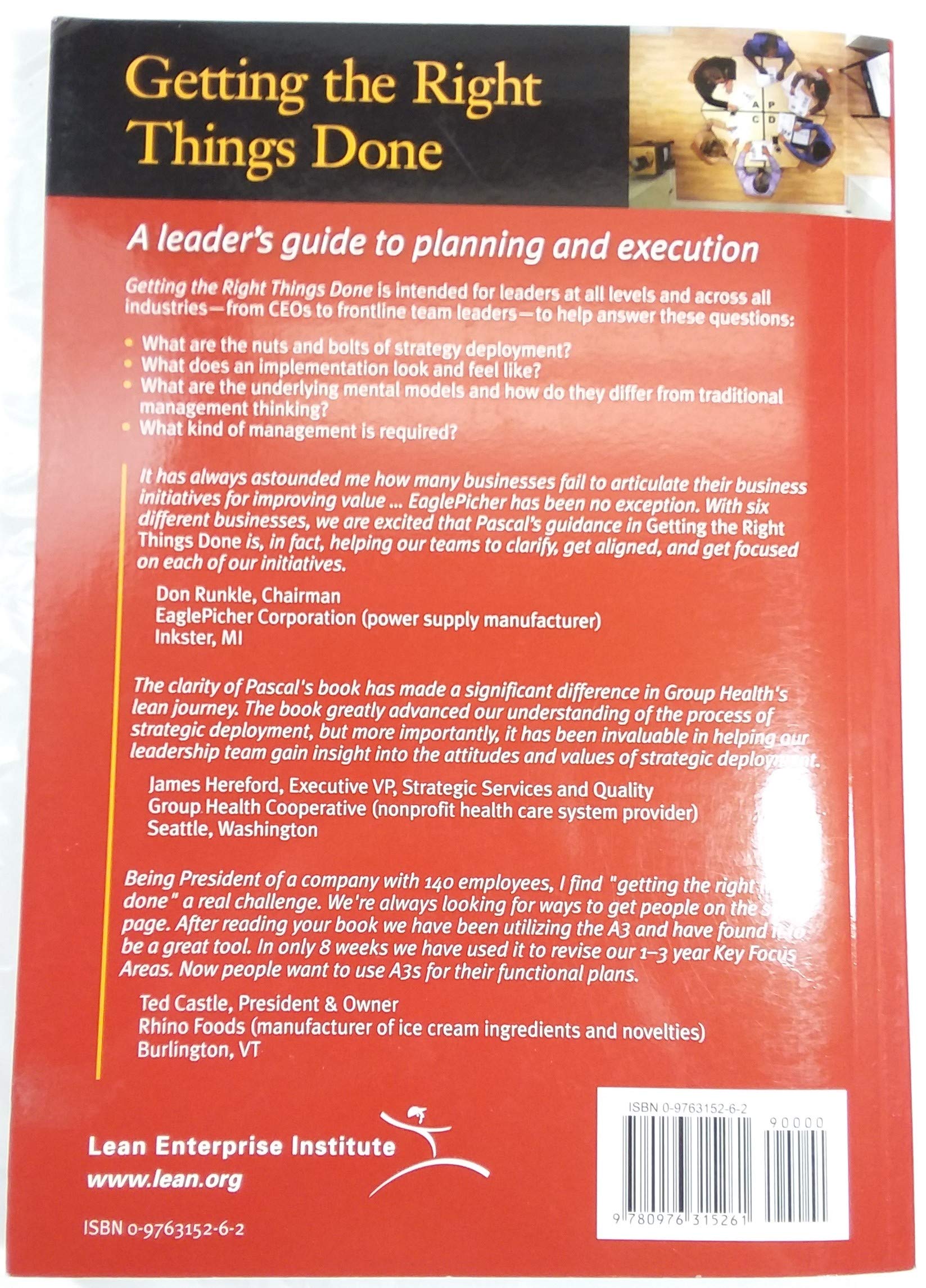 Getting The Right Things Done: A Leader'S Guide To Planning And Execution