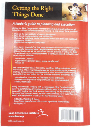 Getting The Right Things Done: A Leader'S Guide To Planning And Execution