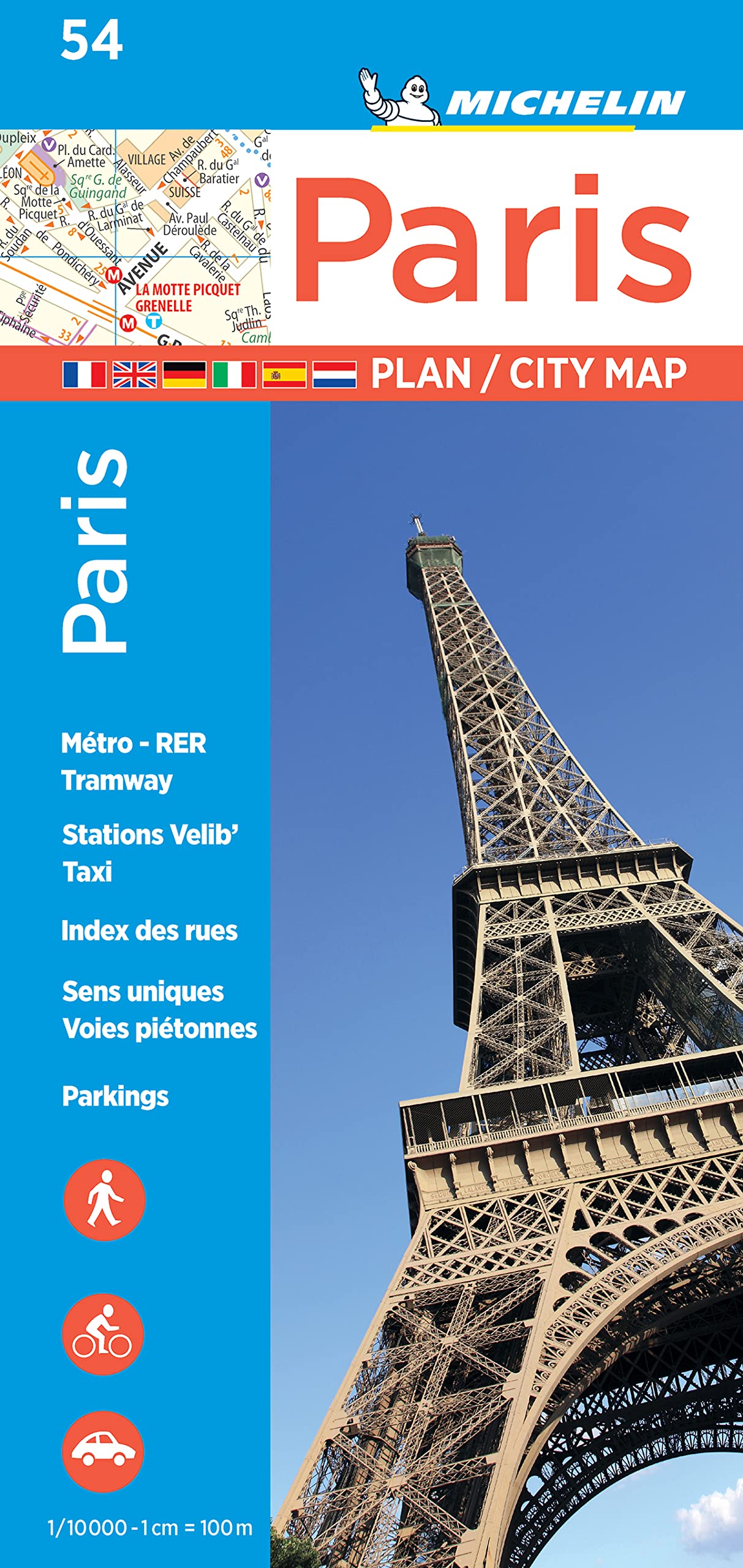 Michelin Paris Street Map + Index Map 54,Used