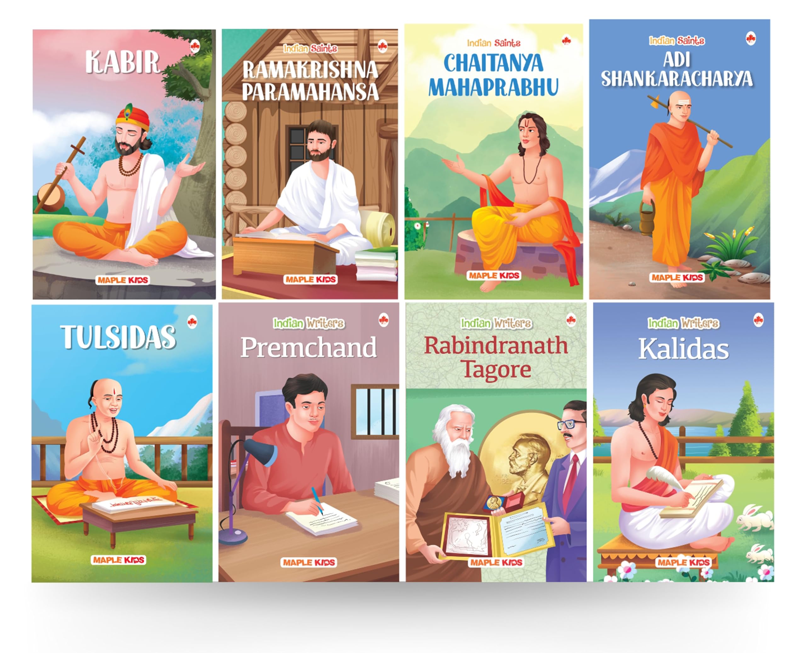 Story Books For Kids - Indian Saints And Writers (Set Of 8 Books) (Illustrated) - Ramakrishna Paramahansa, Shankaracharya, Chaitanya Mahaprabhu, ... Kids - English Stories For Children - Age 6+