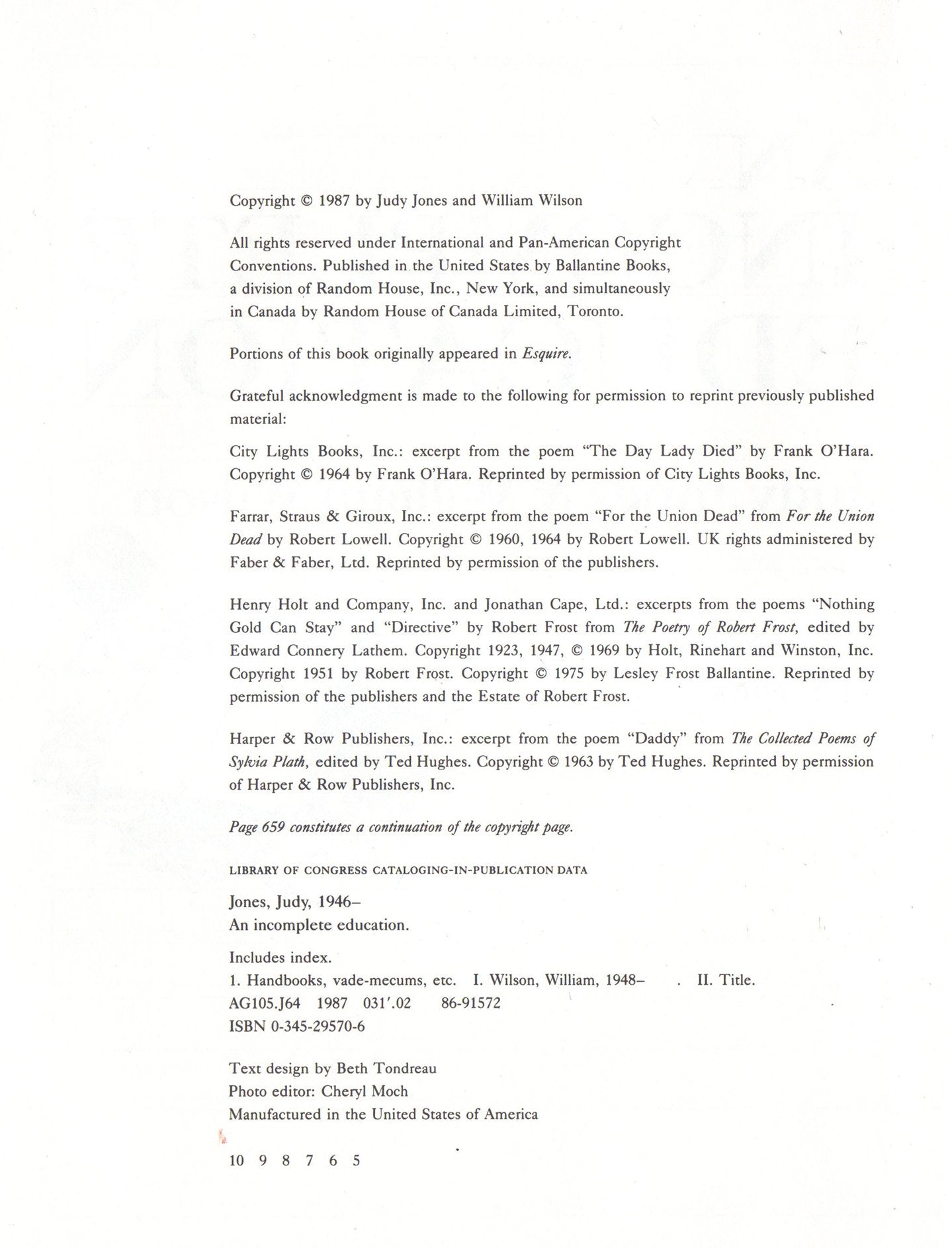 An Incomplete Education,New