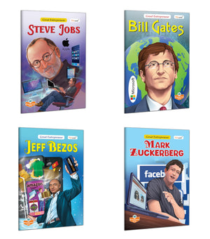 Great Entrepreneurs : Bill Gates, Steve Jobs, Mark Zuckerberg And Jeff Bezos  Inspirational Story Book, Children Learning Story Book, Learning Books For Young Learners | Combo Of 4 Books