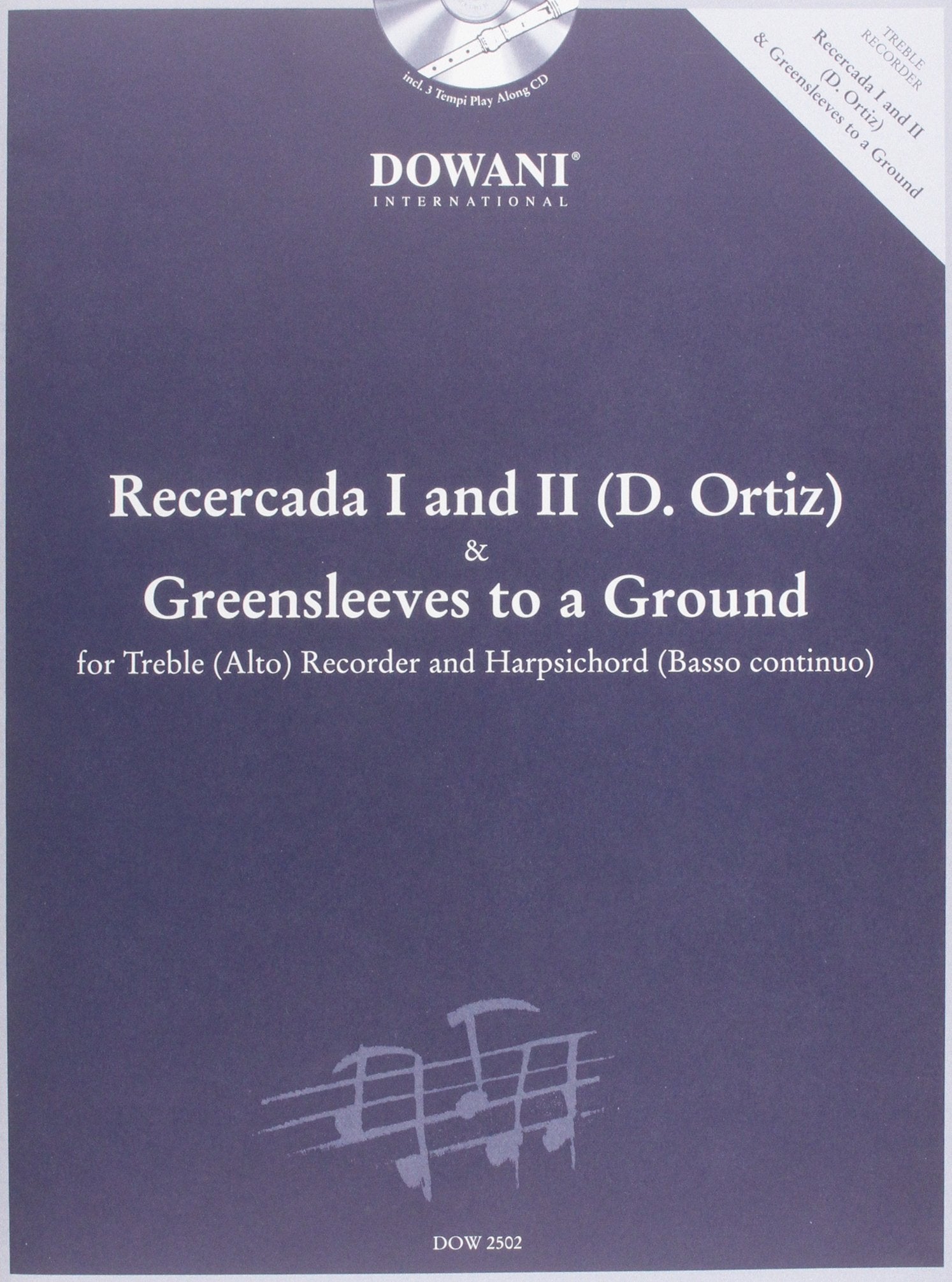 Ortiz  Recercada I G Minor Ii G And Greensleeves To A Ground For Treble Recorder And Bc