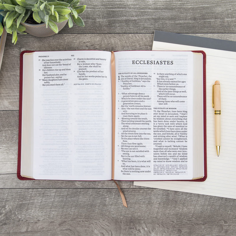 NASB Super Giant Print Reference Bible, Burgundy LeatherTouch,Used