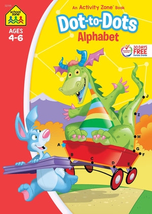 School Zone  Dottodots Alphabet Workbook  32 Pages, Ages 4 To 6, Preschool, Kindergarten, Connect The Dots, Letter Puzzles, ,Used