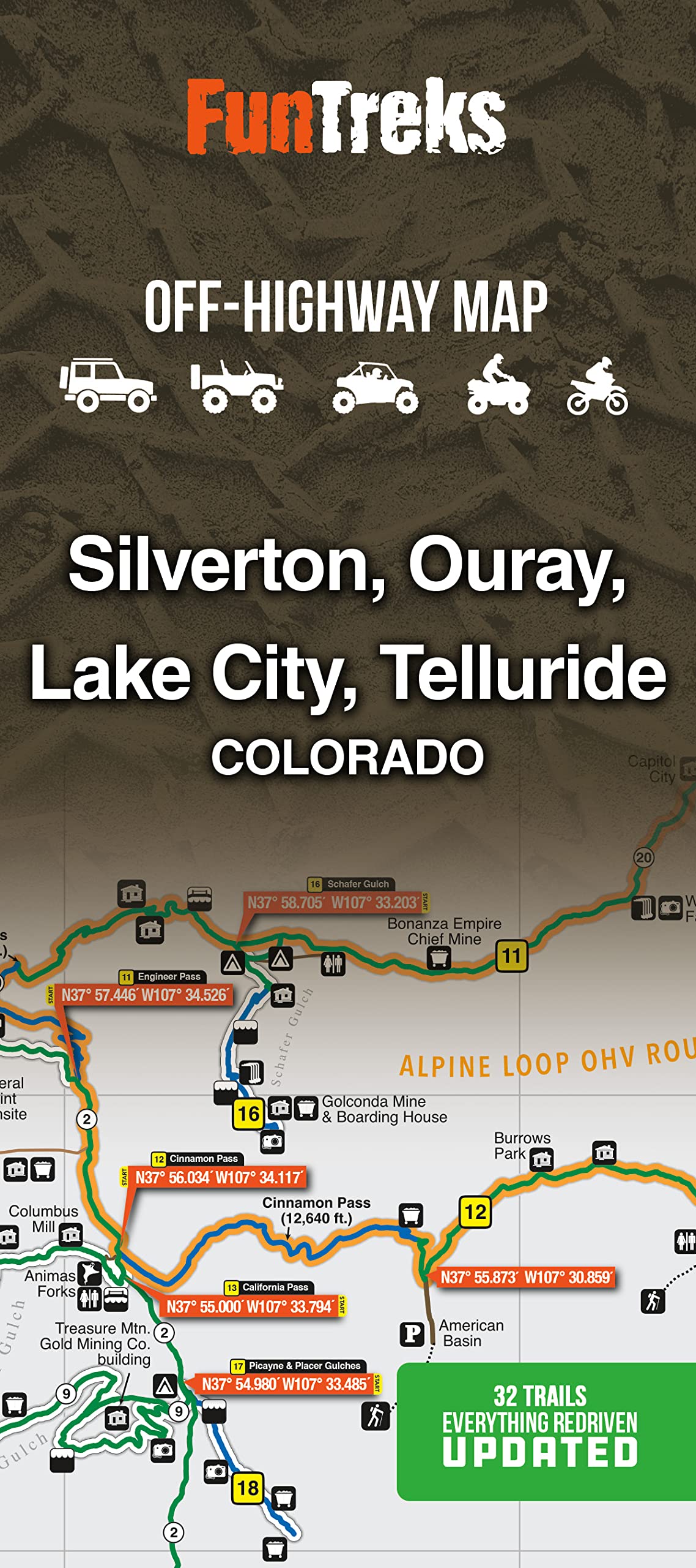 OffHighway Map for Silverton, Ouray, Lake City, Telluride Colorado,New