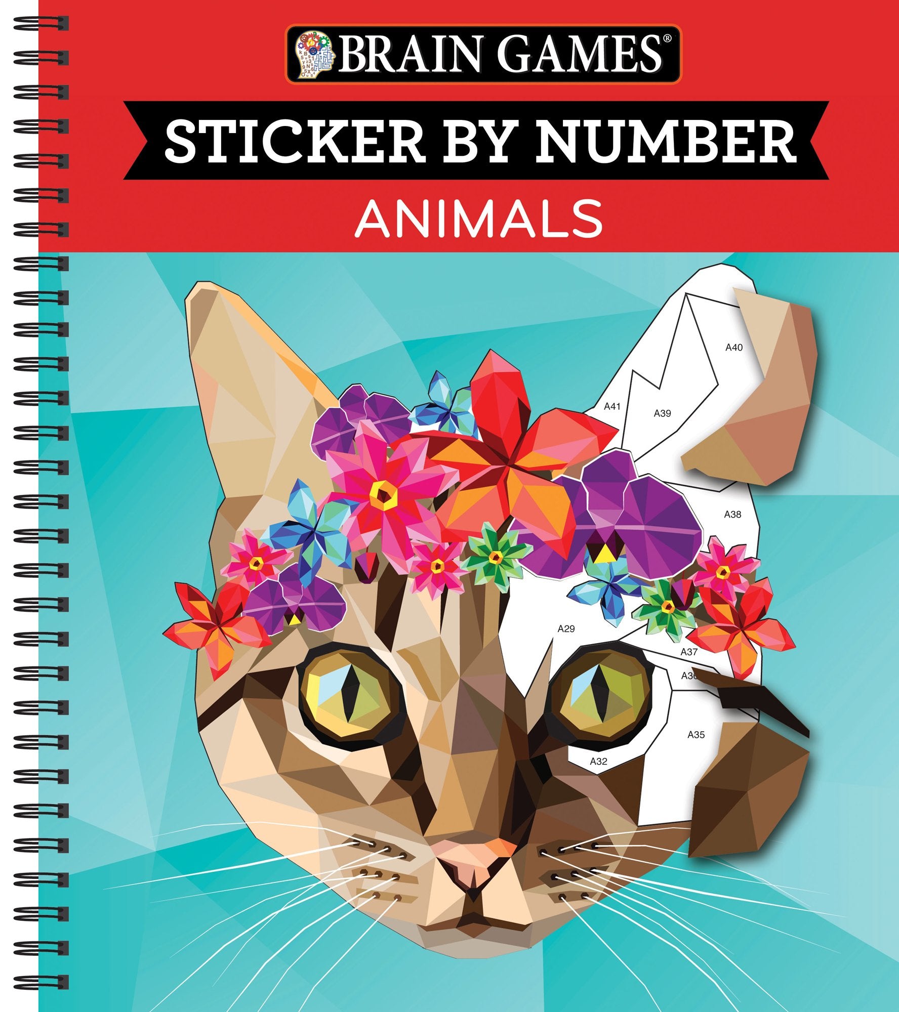 Brain Games  Sticker by Number: Animals (28 Images to Sticker),New