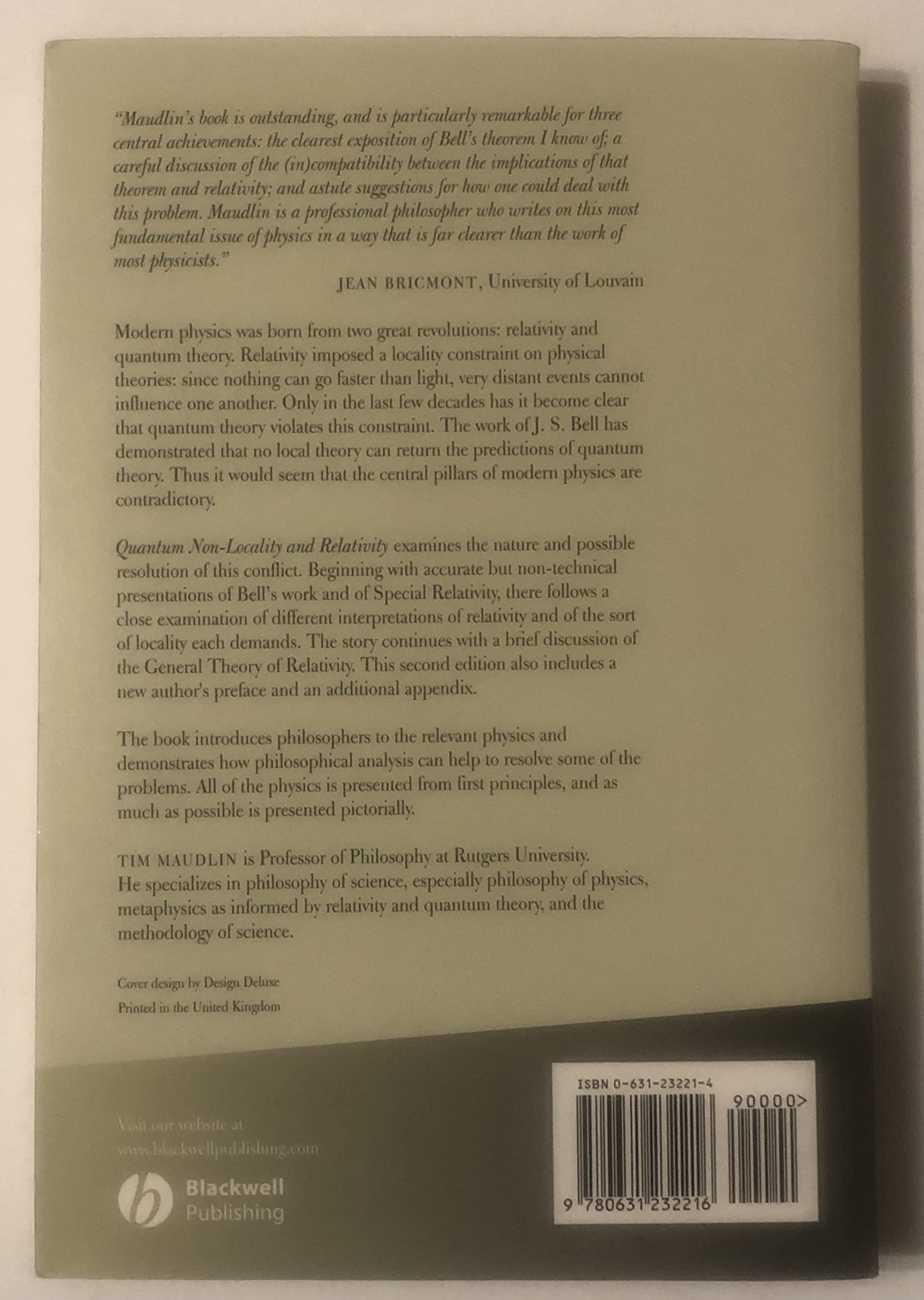 Quantum NonLocality and Relativity: Metaphysical Intimations of Modern Physics, Second Edition,New