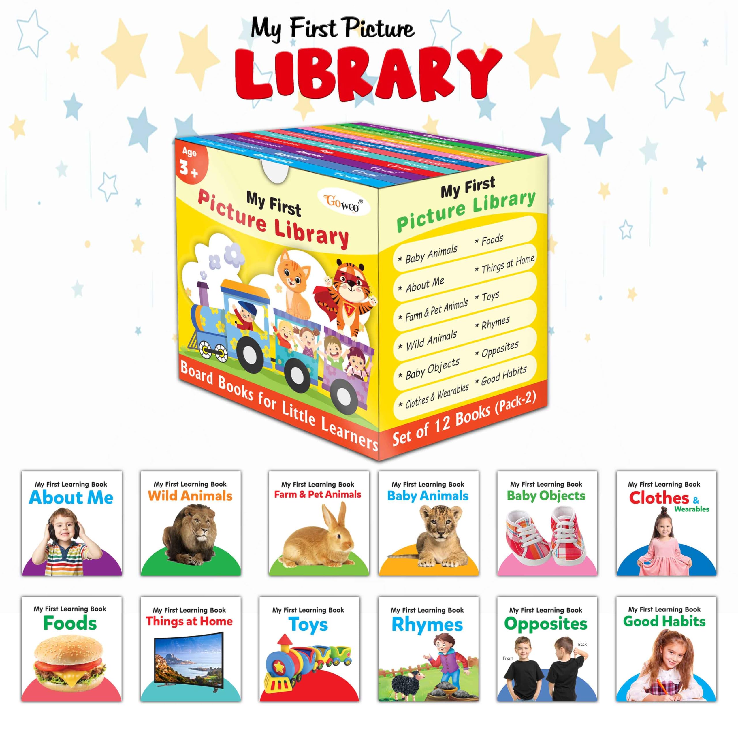 My First Picture Library Box Of 12 (Pre-School Books) | Gift Set For Kids In Yellow