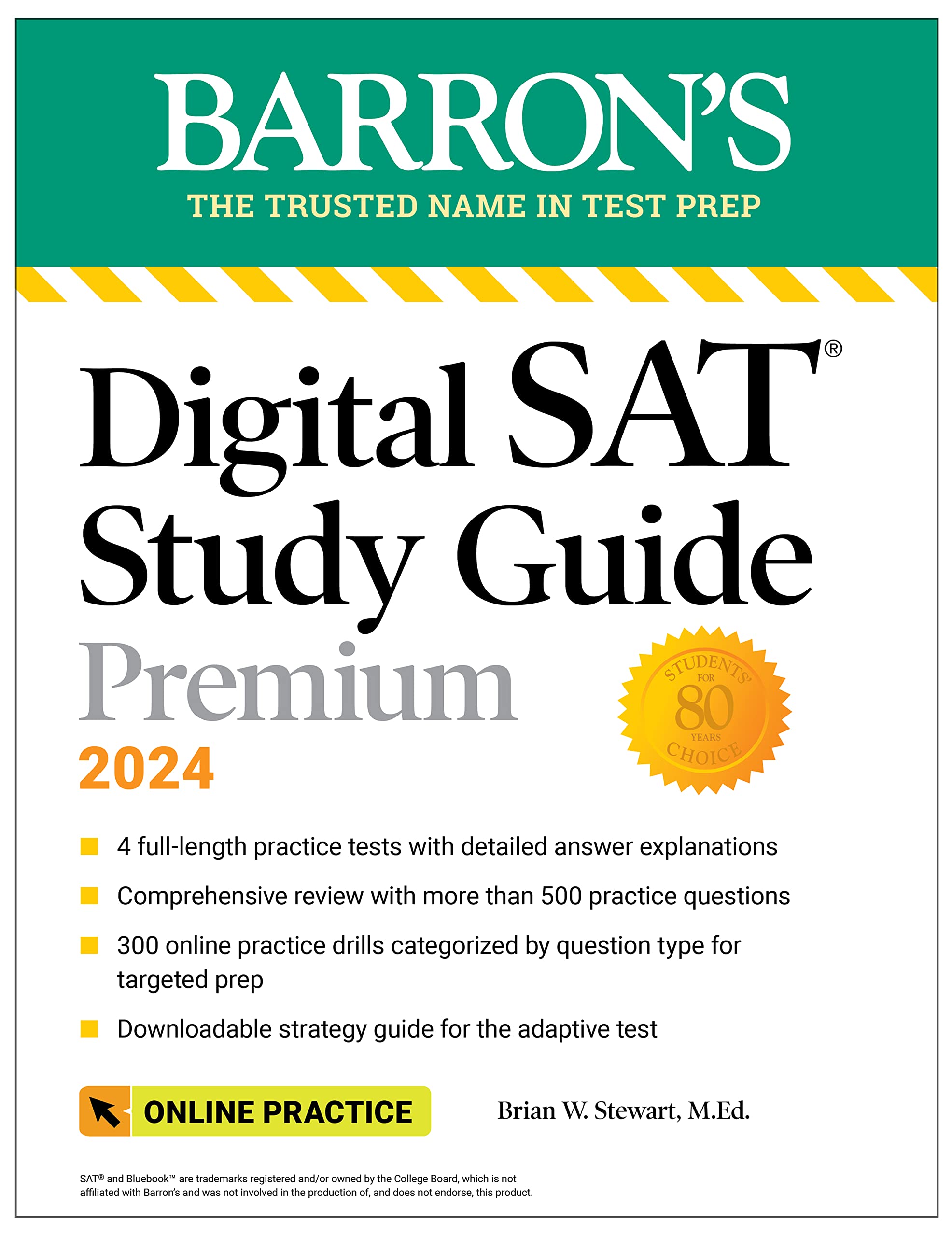 Digital Sat Study Guide Premium, 2024: 4 Practice Tests + Comprehensive Review + Online Practice (Barron'S Sat Prep),Used