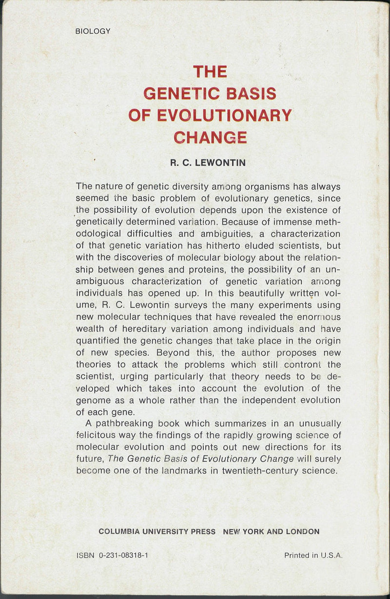 The Genetic Basis of Evolutionary Change,Used