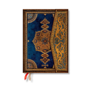 Paperblanks | 2026 Safavid Indigo | Safavid Binding Art | 12Month Planner | Midi | Vertical | Wrap | 160 Pg | 100 Gsm
