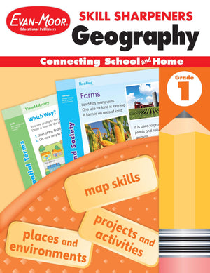 EvanMoor Skill Sharpeners: Geography, Grade 1 Activity Book  Supplemental AtHome Resource Geography Skills Workbook,New