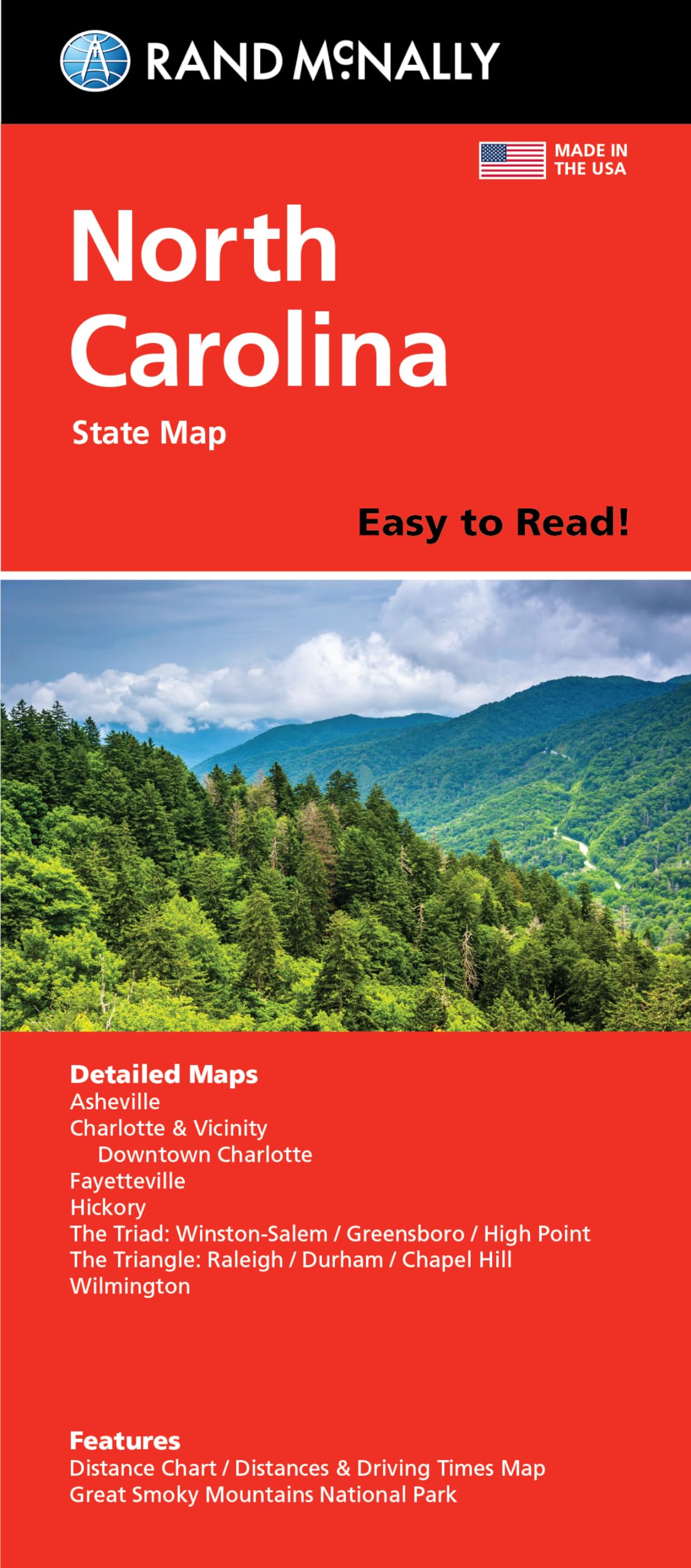 Rand Mcnally Easy To Read Folded Map: North Carolina State Map