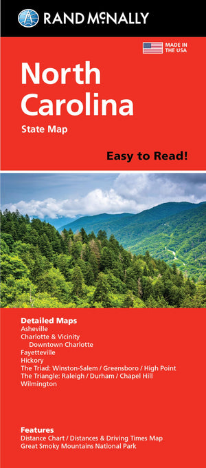 Rand Mcnally Easy To Read Folded Map: North Carolina State Map
