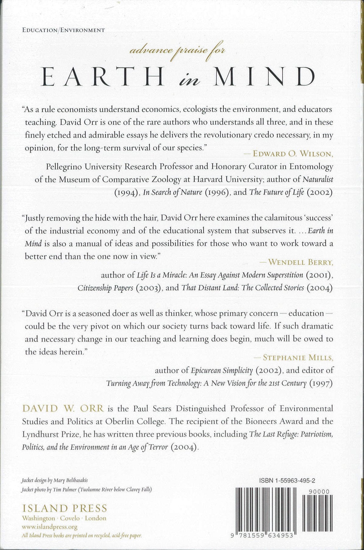 Earth in Mind: On Education, Environment, and the Human Prospect,New