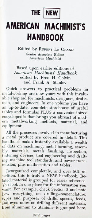 The New American Machinist'S Handbook,Used