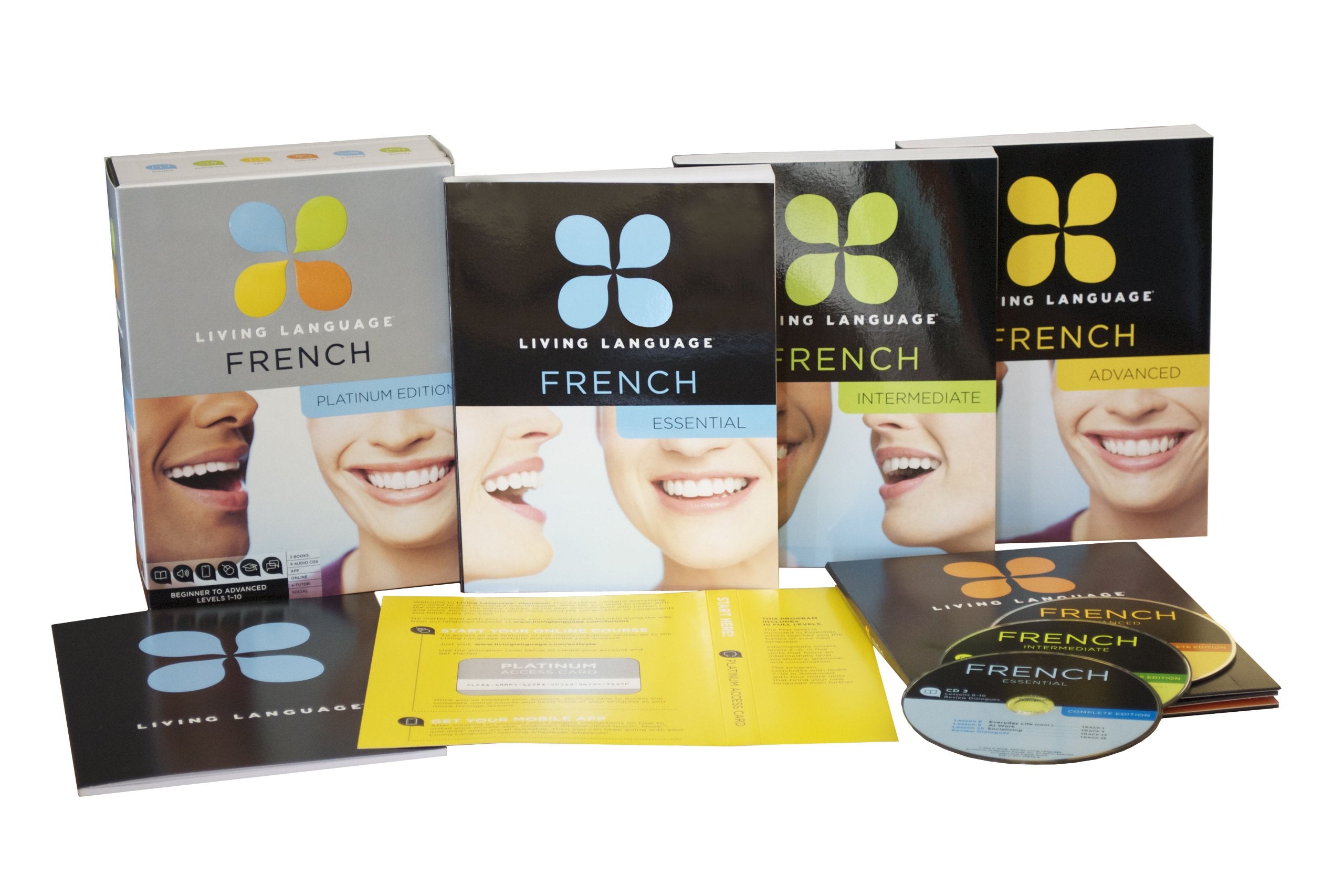 Living Language French, Platinum Edition: A complete beginner through advanced course, including 3 coursebooks, 9 audio CDs, com,Used