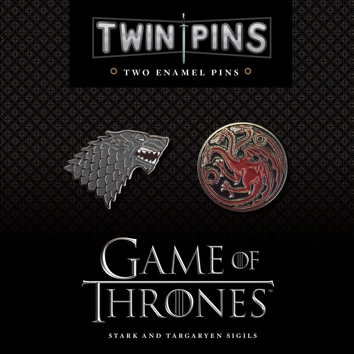 Game Of Thrones Twin Pins: Stark And Targaryen Sigils: Two Enamel Pins (Enamel Pin Sets, Game Of Thrones Buttons, Jewelry From B