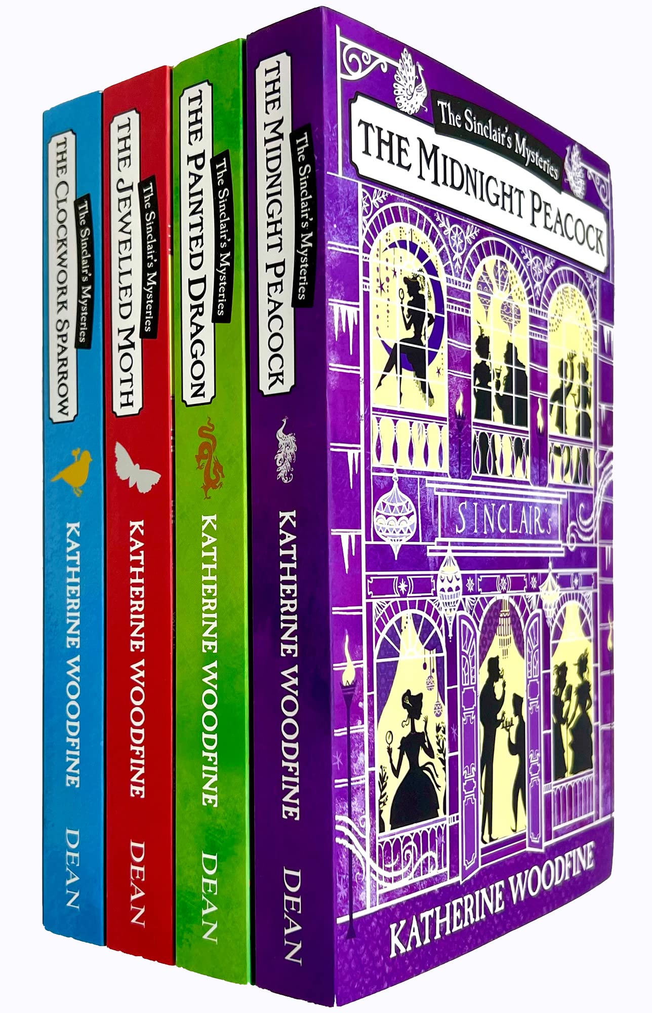 Katherine Woodfine The Sinclair? Mysteries 4 Books Collection Pack Set (The Midnight Peacock, The Painted Dragon, The Clockwork ,Used