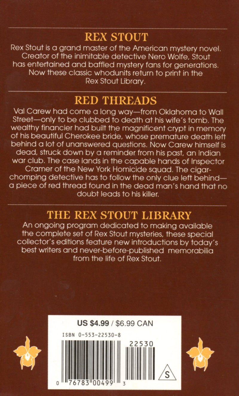 Red Threads (Rex Stout Library),Used