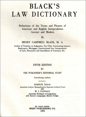 Black's Law Dictionary, 5th Edition - Definitions of American & English Jurisprudence by West Pub. Co.
