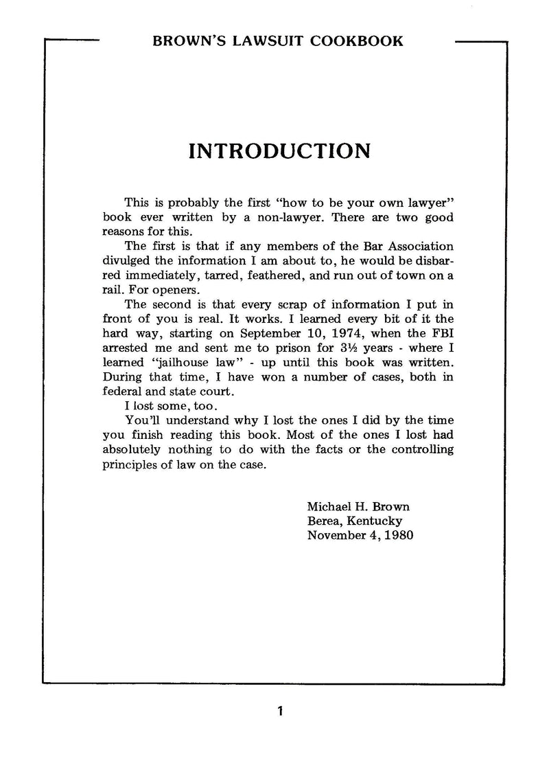 Brown's Lawsuit Cookbook,New