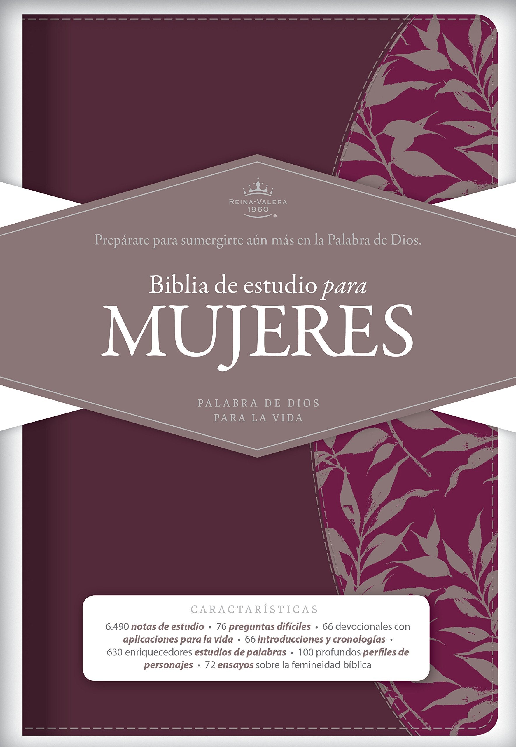Biblia Reina Valera 1960 De Estudio Para Mujeres Vino Tintofucsia, S?Mil Piel  Rvr 1960 Women Study Bible, Burgundyfuschia Lea