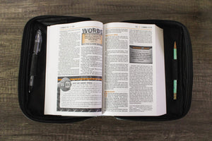 Bible Cover for Boys, Zippered, with Handle, Canvas, Gray, Medium,New