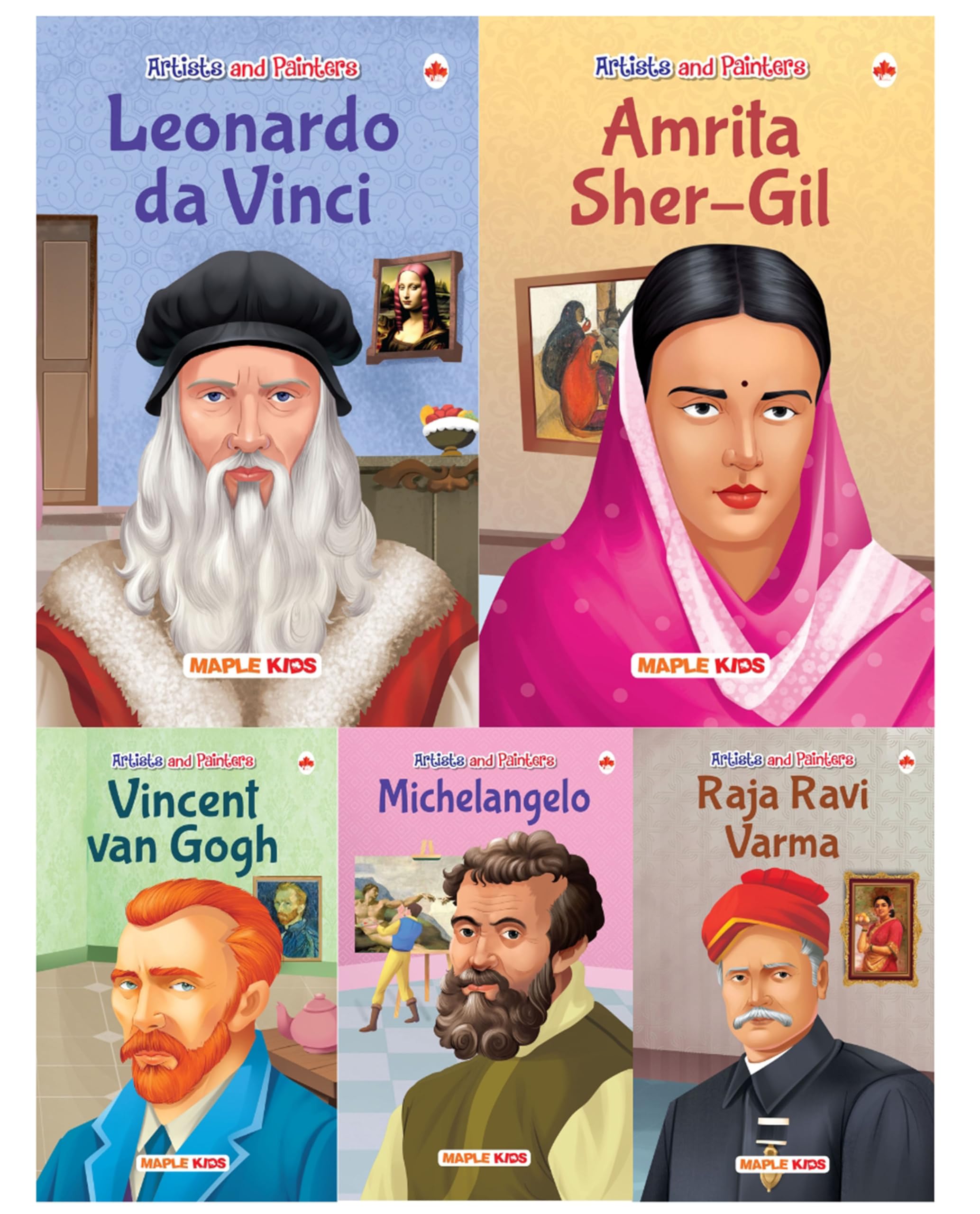 Story Books For Kids - Artists & Painters (Set Of 5 Books) - Raja Ravi Varma, Leonardo Da Vinci, Michelangelo, Vincent Van Gogh, Vincent Van Gogh, Amrita Sher-Gil - Biographies For Children - Age 6+