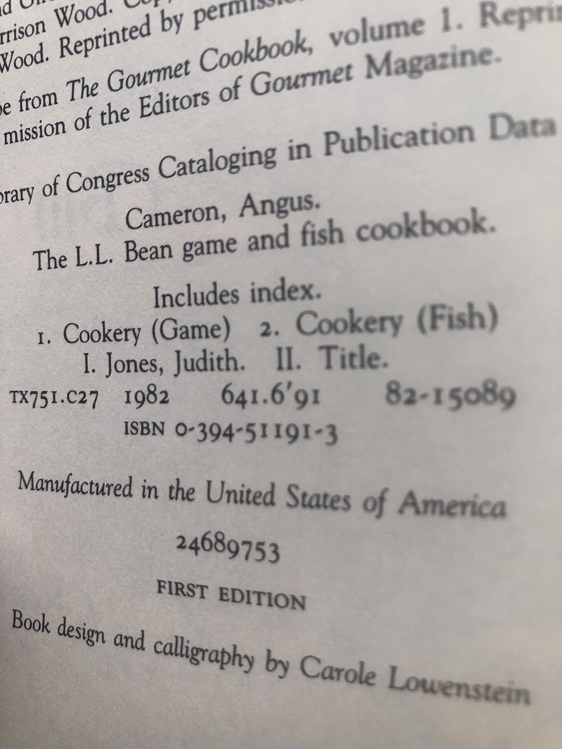 The L.L. Bean Game and Fish Cookbook,New