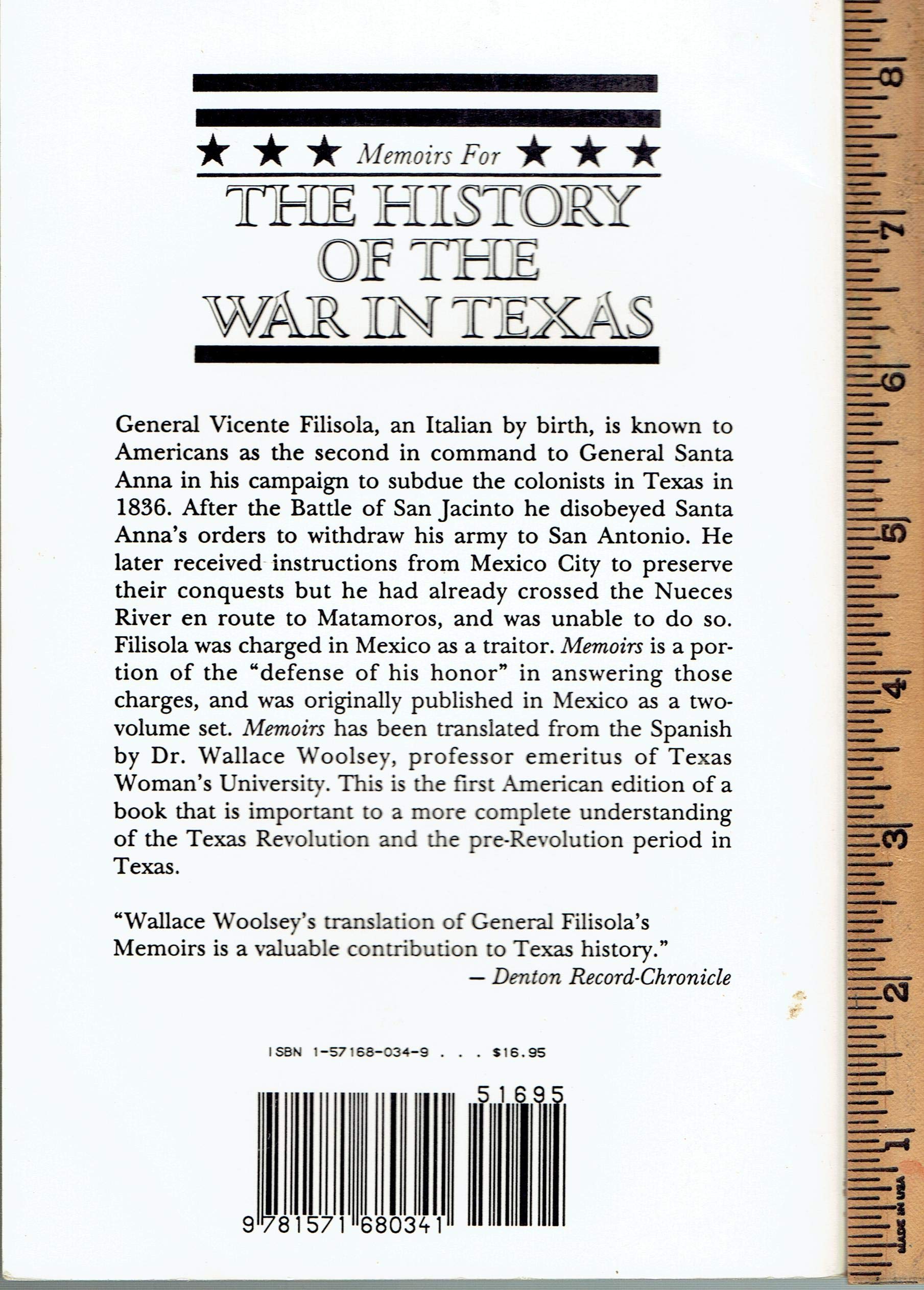 Memoirs of the History of the War in Texas,Used
