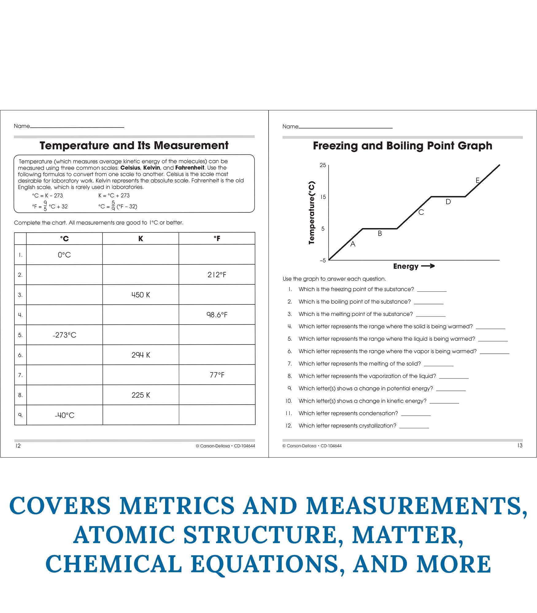 Carson Dellosa The 100 Series Chemistry Workbook, Science Book for Grades 912, Periodic Table, Atomic Structure, Scientific Not,New