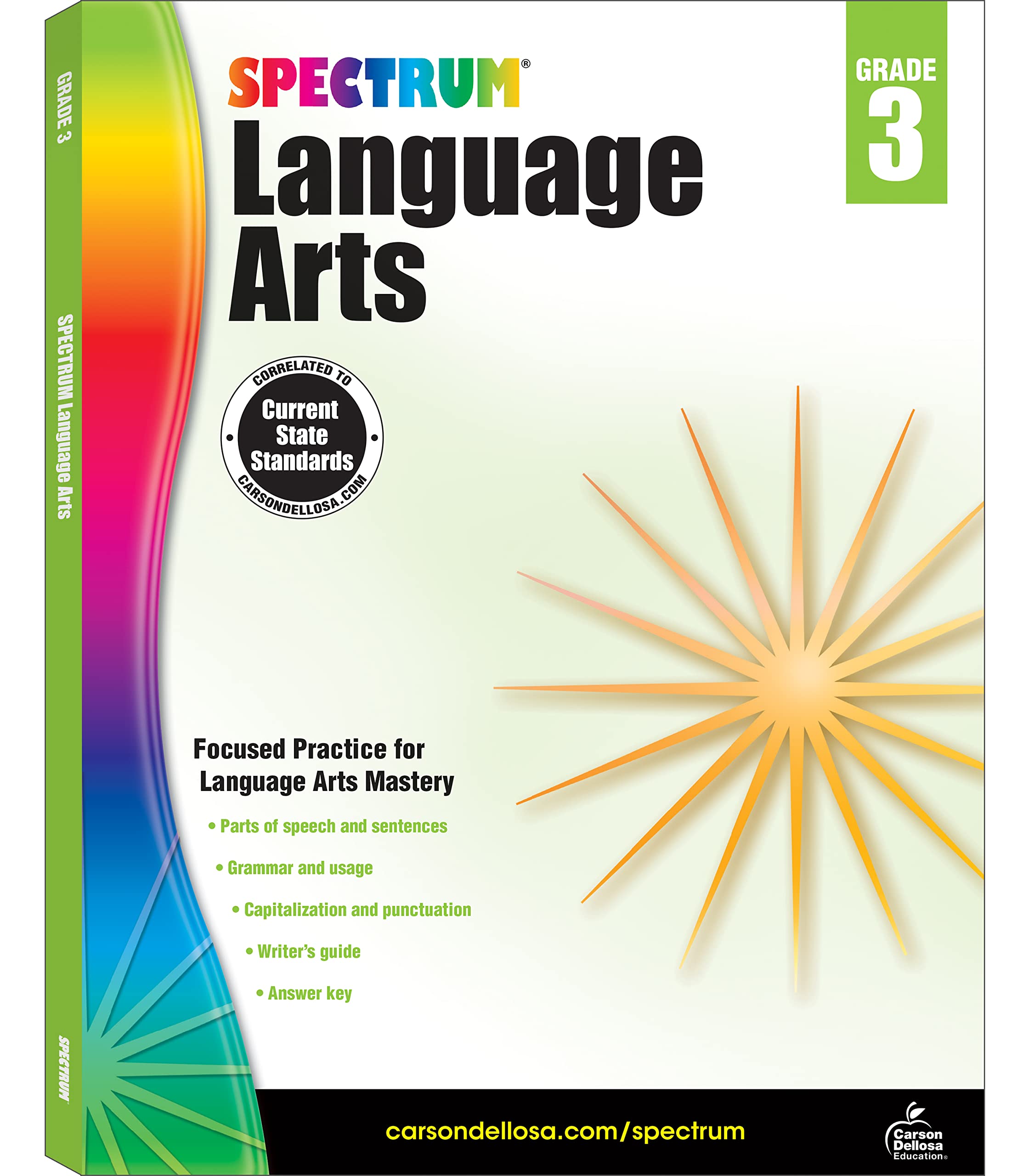 Spectrum Language Arts Grade 3, Grammar Workbook, Writing Practice, Punctuation Activity Book, Parts of Speech Books for Kids, 3,Used