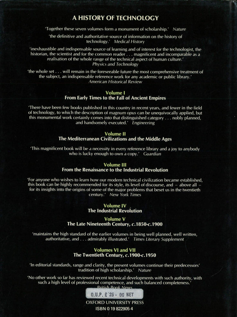 A History of Technology (History of Technology, Vol. 8),Used