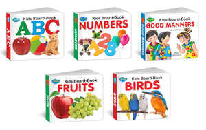 Learning Educational Activity Picture Children Baby Pocket Books , Set Of 5 | Abc ,Numbers,Good Manners,Fruits,Birds