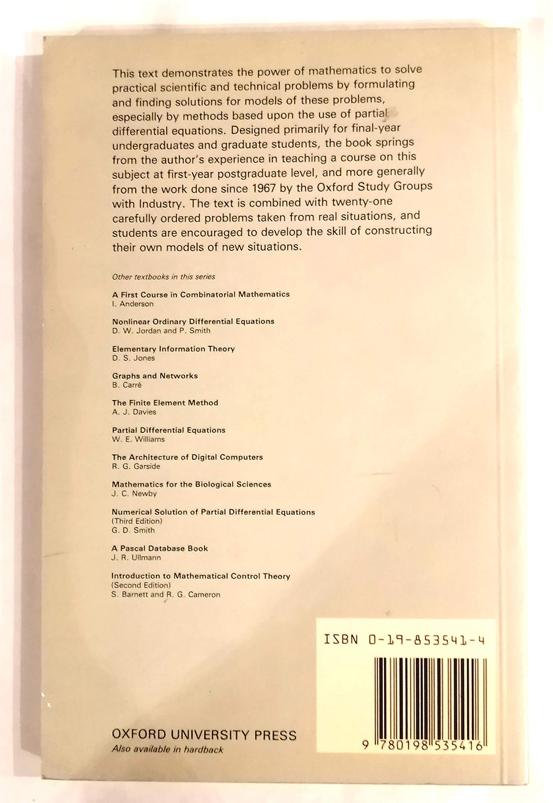 Mathematical Models in Applied Mechanics (Oxford Applied Mathematics and Computing Science Series),Used