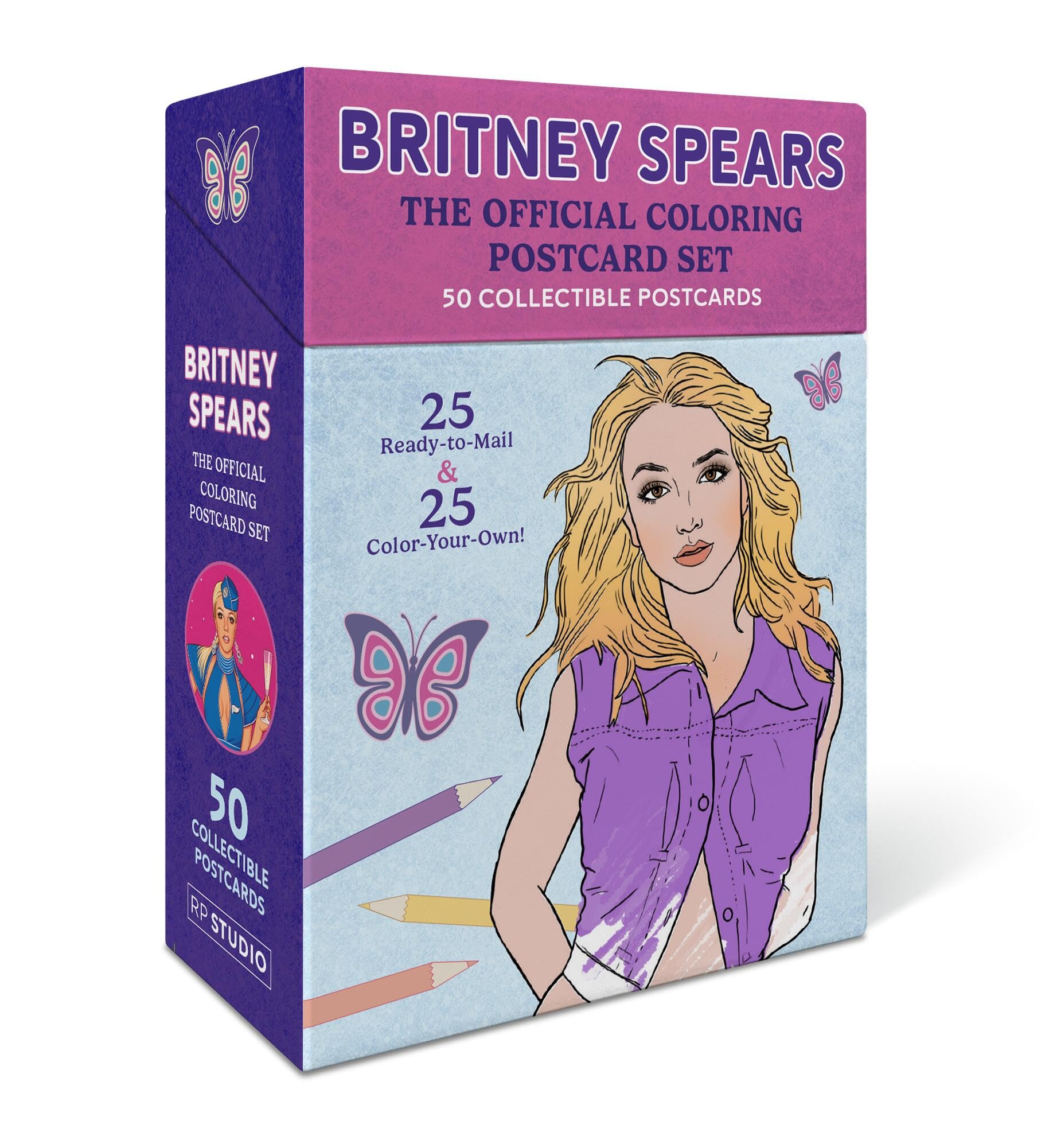 Britney Spears: The Official Coloring Postcard Set: 50 Collectible Postcards (25 ReadyToMail + 25 ColorYourOwn!)