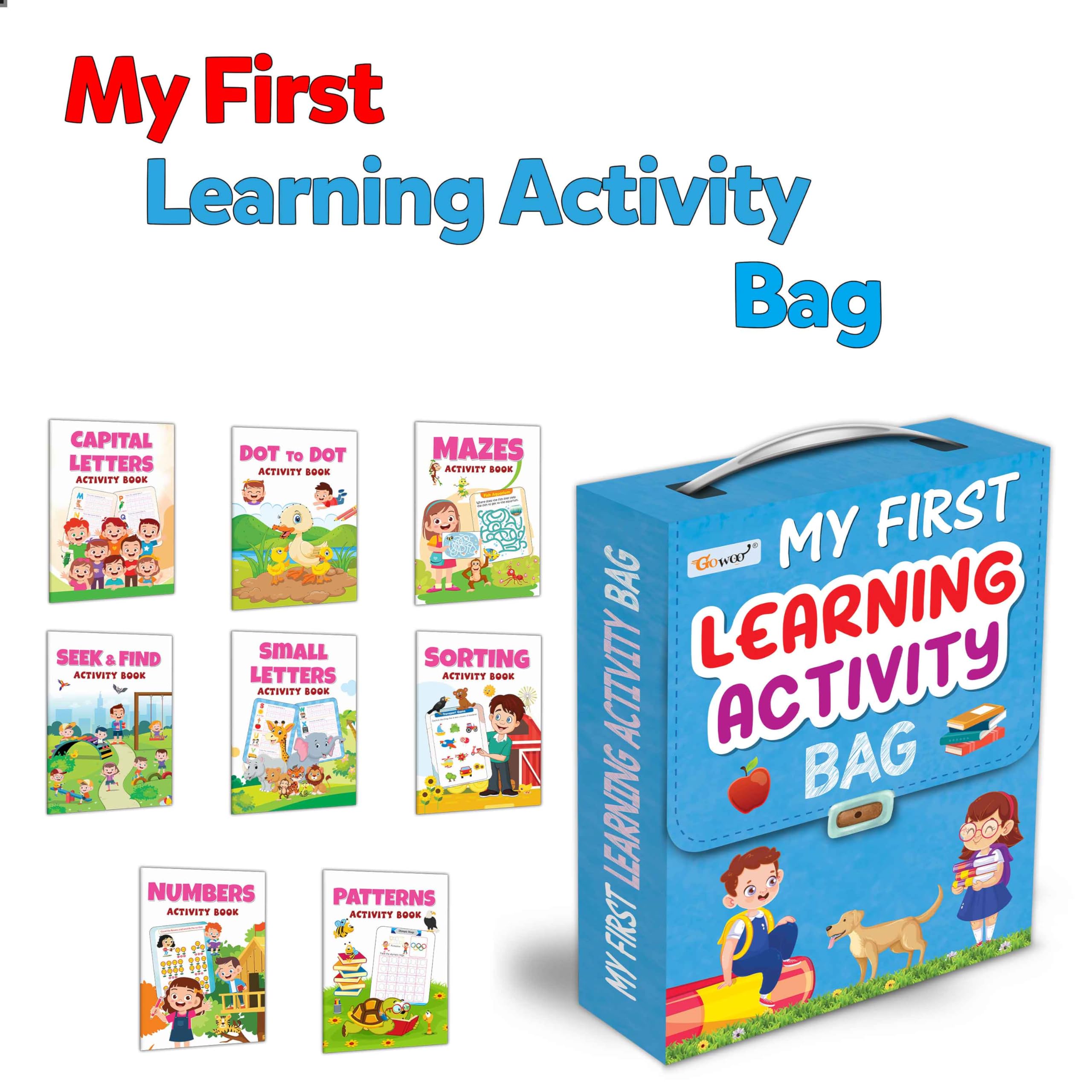 Essential Book Of All In One Activity Bag Set : My First Picture Library Bag, Educational Picture Activity Books For Toddlers, Kids Activity Book, Collection Of 8 Activity Books