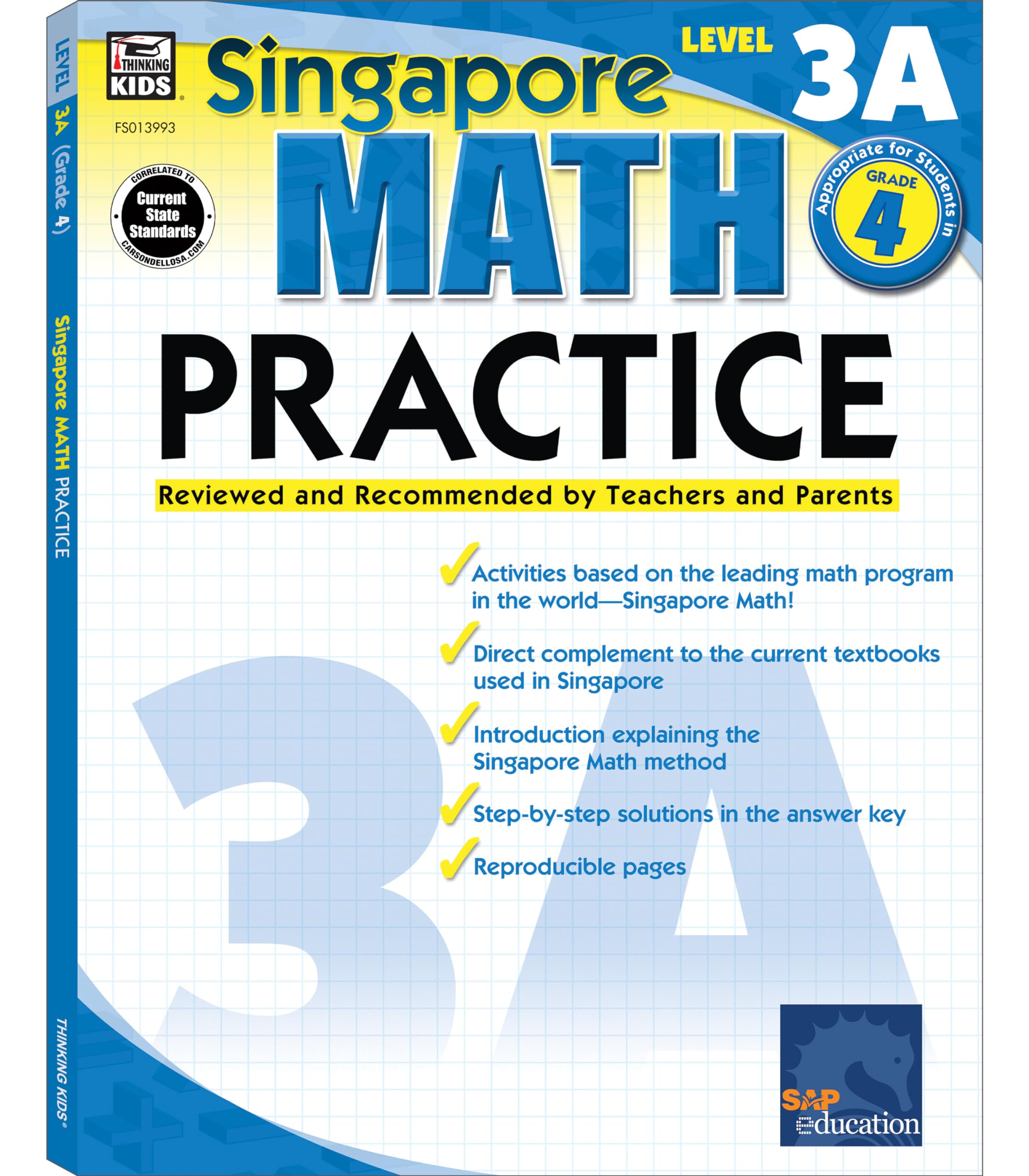 Singapore Math  Level 3A Math Practice Workbook For 4Th Grade, Paperback, Ages 910 With Answer Key,New